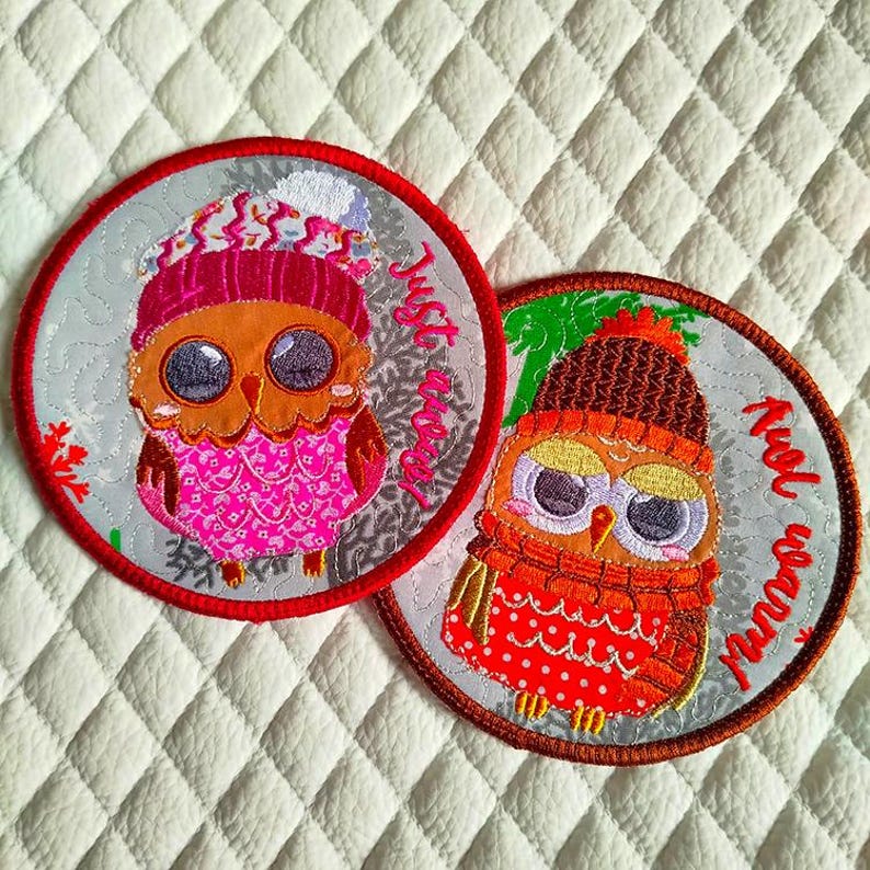 ITH Warm Owls Coasters Machine Embroidery Designs - Instant Download ...
