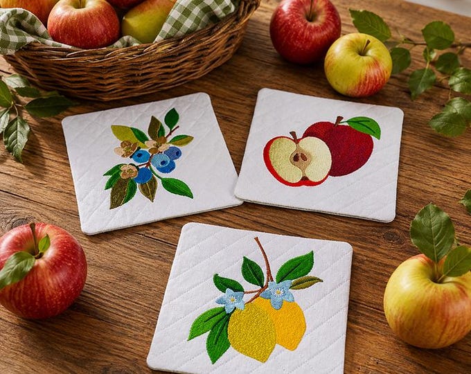 ITH Fruits mugrugs Machine embroidery designs - Instant download file