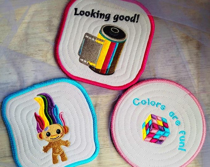 ITH 90s coasters Machine embroidery designs - Instant download files
