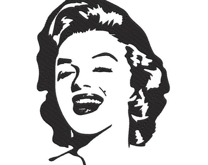 Marilyn Smiling Machine embroidery design - Instant download file