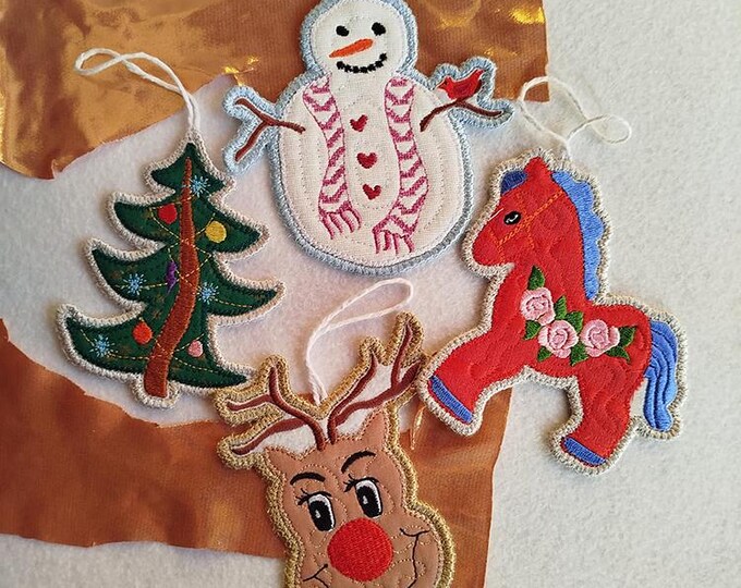 ITH Handdrawn Christmas ornaments Machine embroidery designs - Instant download file