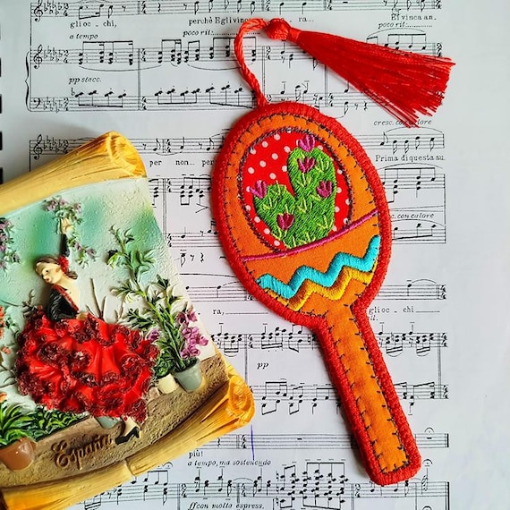 ITH Maraca bookmark Machine embroidery design - Instant download file
