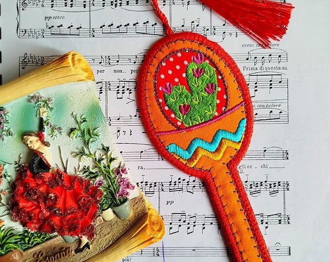 ITH Maraca bookmark Machine embroidery design - Instant download file
