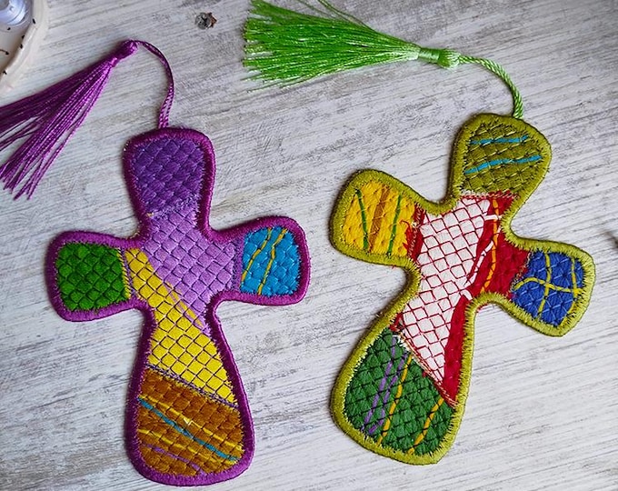 ITH Make your own fabric - cross bookmark Machine embroidery design - Instant download file