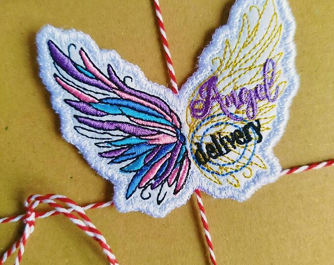 ITH Angel delivery Gift Tag 4x4 Machine embroidery design - Instant download file