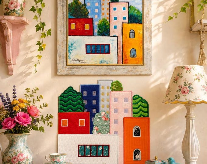 ITH Cozy houses Wall hanger Machine embroidery design - Instant download file