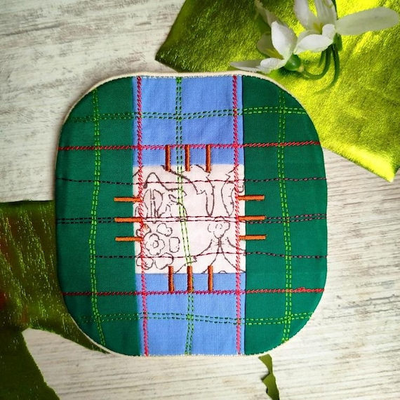 ITH Scottish checks coaster Machine embroidery design - Instant download file