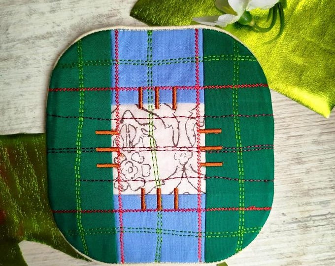 ITH Scottish checks coaster Machine embroidery design - Instant download file
