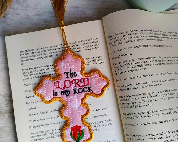 Featured listing image: ITH Cross bookmark Machine embroidery design - Instant download file