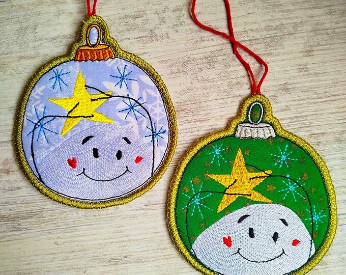ITH Happy snowman with a star Machine embroidery design - Instant download file