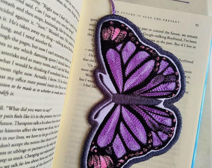 ITH Butterfly bookmark Machine embroidery design - Instant download file