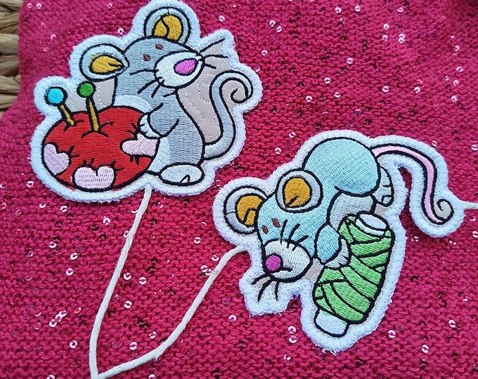ITH Grannys sewing mice tags Machine embroidery designs  - Instant download file
