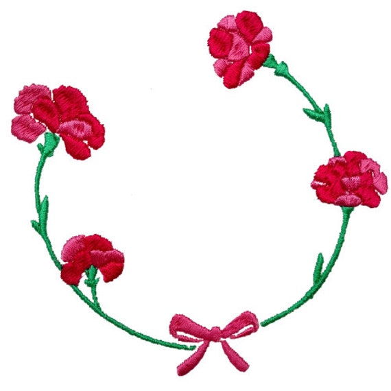 Wreath machine embroidery flowers design - digital download file