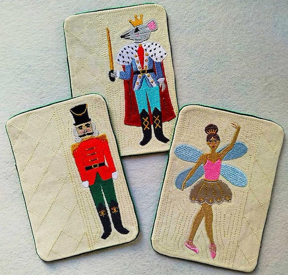 ITH Nutcracker mugrugs Machine embroidery designs - Instant download file