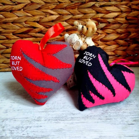 ITH Torn but loved heart Machine embroidery design - Instant download file