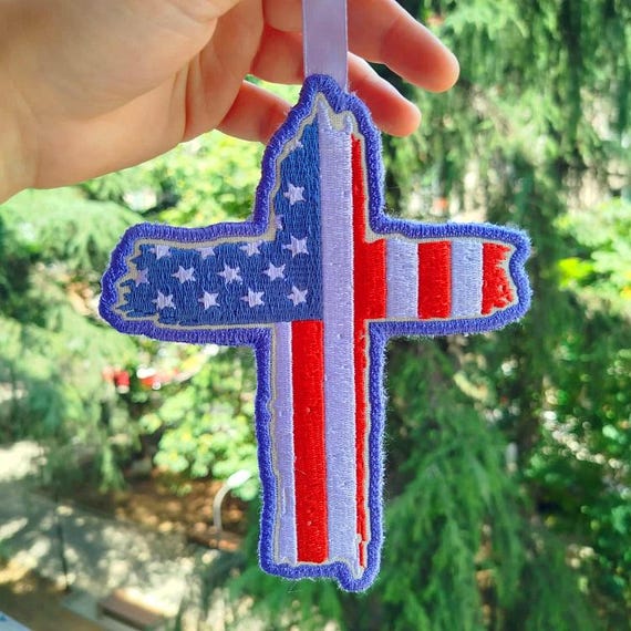 ITH Patriotic cross Machine embroidery design - Instant download file