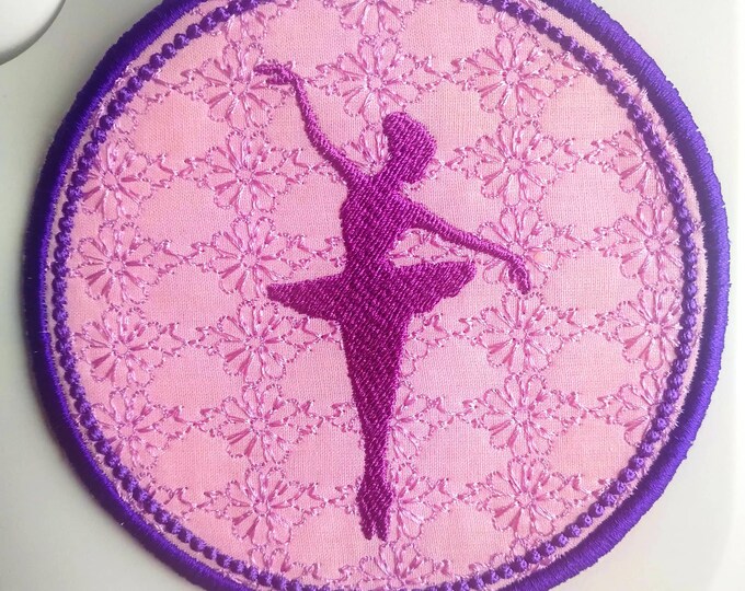 Ballerina Coaster Machine Embroidery design 127mm + tutorial _ Instant download file