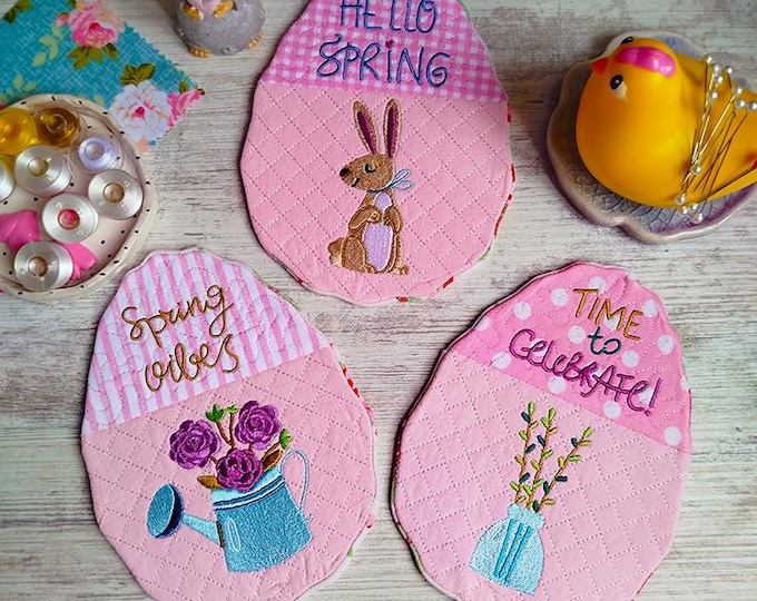 ITH Springy coasters Machine embroidery designs - Instant download file