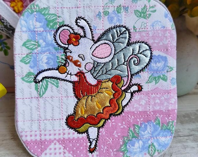 ITH Sweet mice fairies - mugrug 2 Machine embroidery design - Instant download file