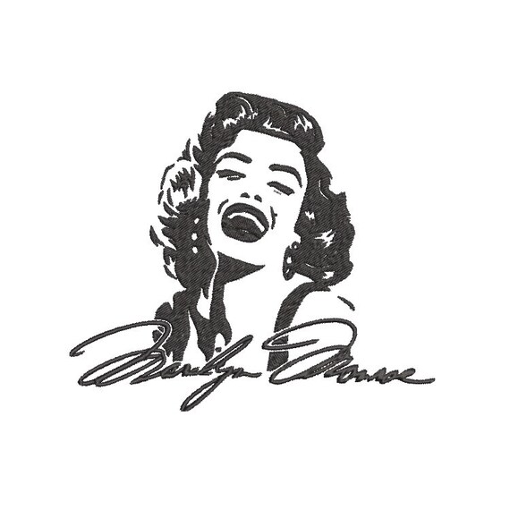 Marilyn Machine embroidery design - happy smile - Instant download file