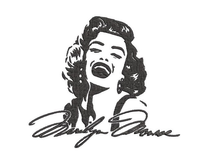 Marilyn Machine embroidery design - happy smile - Instant download file