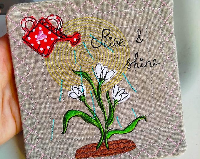 ITH Rise and shine coaster Machine embroidery design - Instant download file