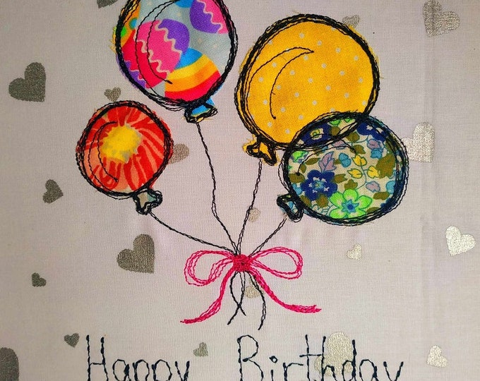 Handdrawn Balloons greeting Machine embroidery applique designs - Instant download file
