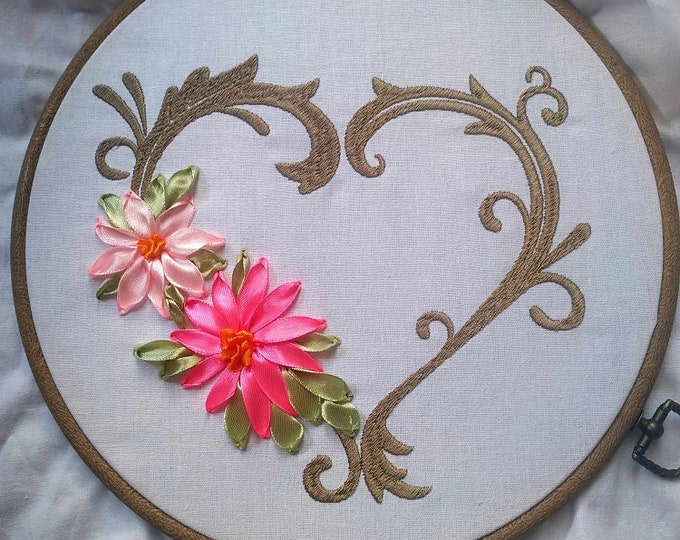 Machine and ribbon embroideries Mix - PDF Tutorial included - Instant download file