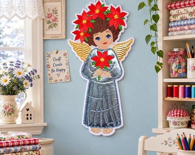 ITH Stelly angel 8x14 Machine embroidery design - Instant download