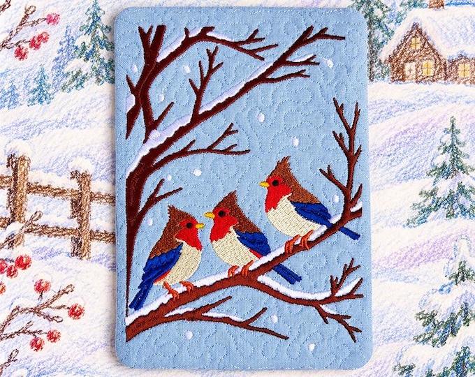 ITH Winter in snow mugrug Machine embroidery design - Instant download file