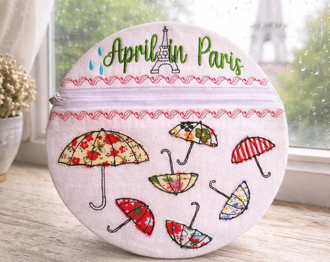 ITH April in Paris purse Machine embroidery design - Instant download file