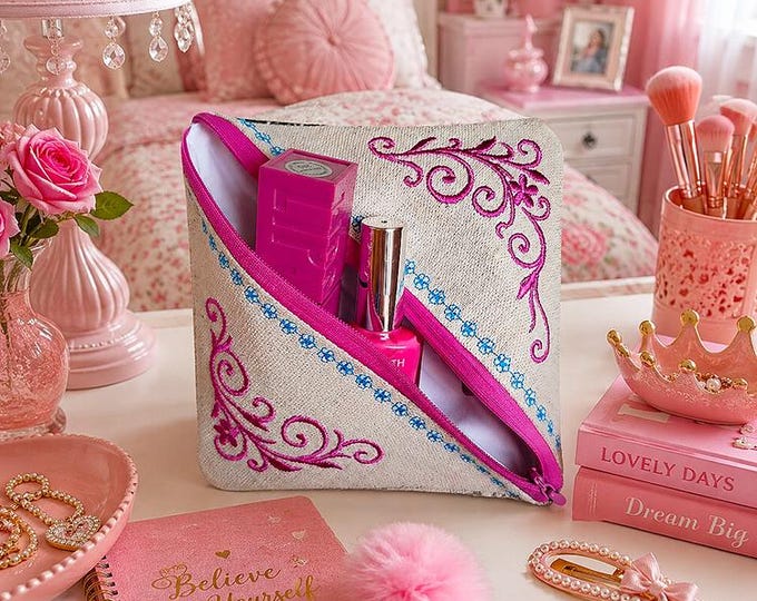 ITH extraordinary zipper purse Machine embroidery design - Instant download file