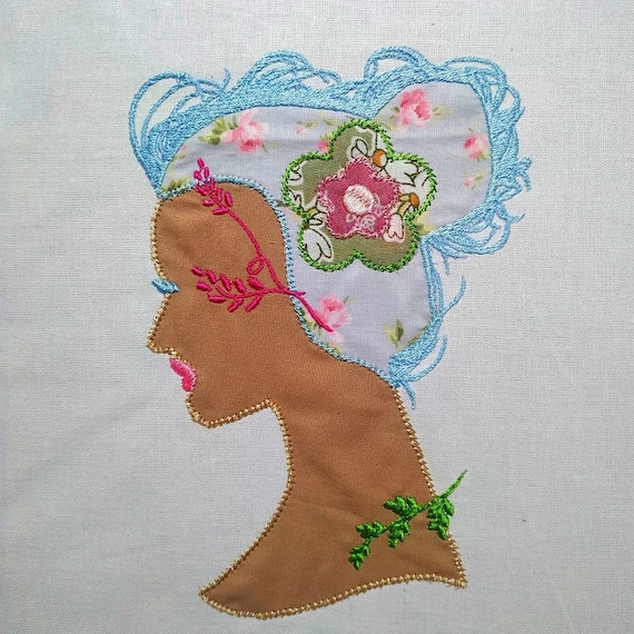 Floral applique machine embroidery design - Instant download file