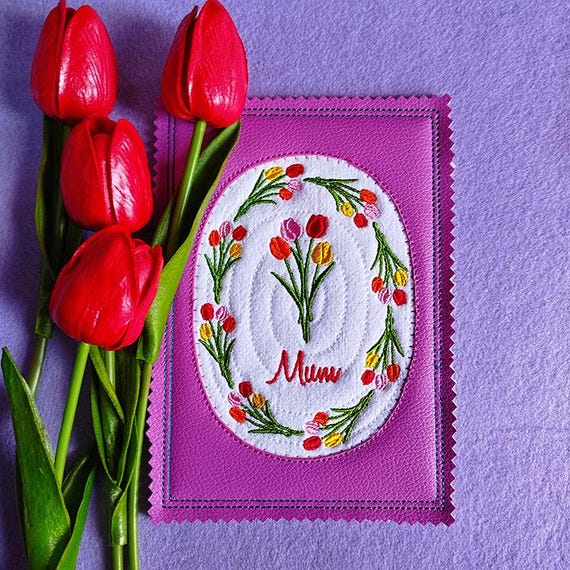 ITH Mum card Machine embroidery design - Instant download file