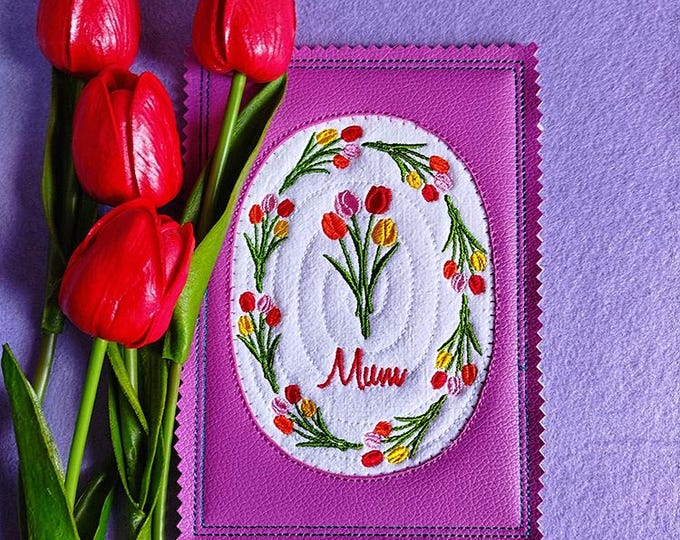 ITH Mum card Machine embroidery design - Instant download file