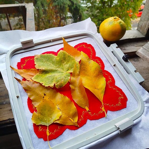 ITH Fallen blossom on felt hanger- Machine embroidery design - Instant download file