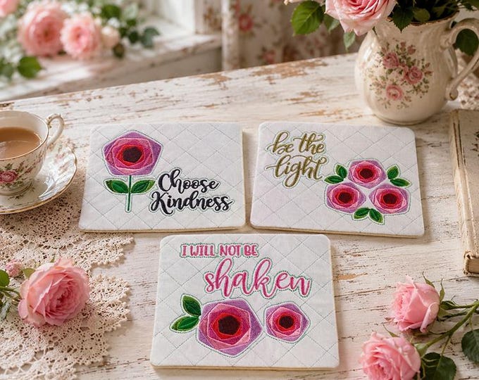ITH Beauty of truth mugrugs Machine embroidery designs - Instant download file