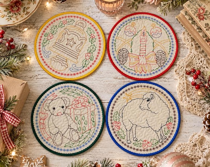ITH Christmas for you coasters 2 Machine embroidery designs - Instant download file