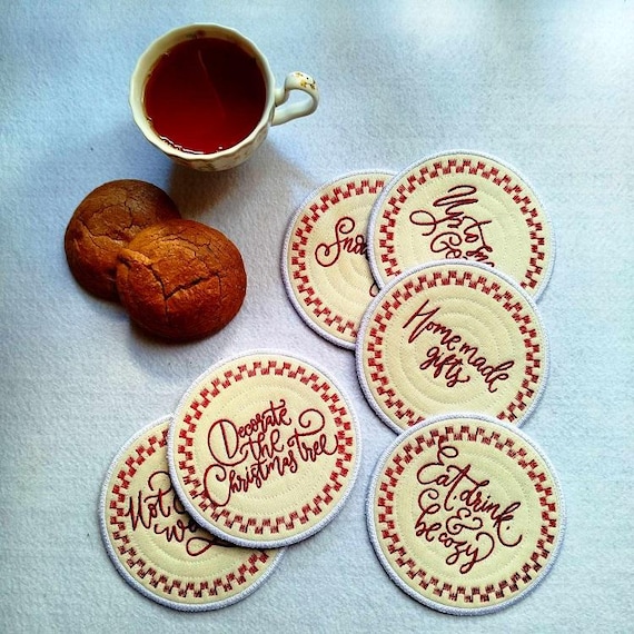 ITH Christmas Favorite Things Coasters - Machine embroidery designs - Instant download files