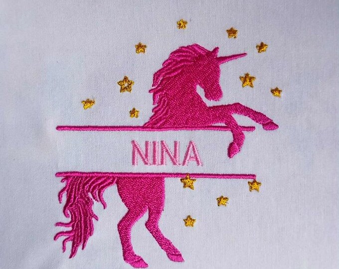 Unicorn Split Monogram Machine embroidery design - Instant download file