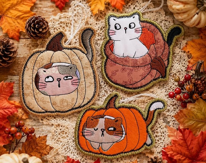 ITH Pumpkin cats Machine embroidery designs - Instant download file