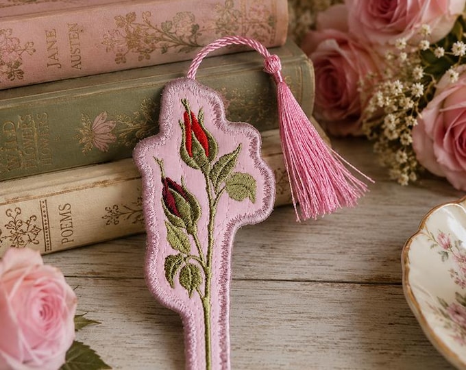 ITH Extraordinary rose bookmark Machine embroidery design - Instant download file