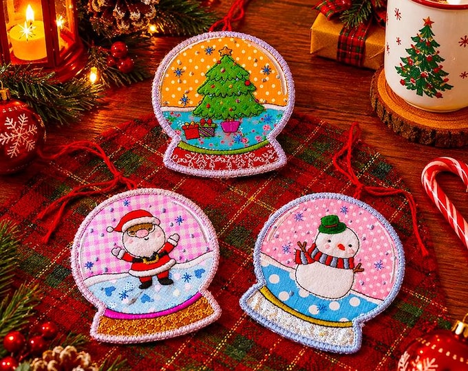 ITH Christmas globes set Machine embroidery design - Instant download file