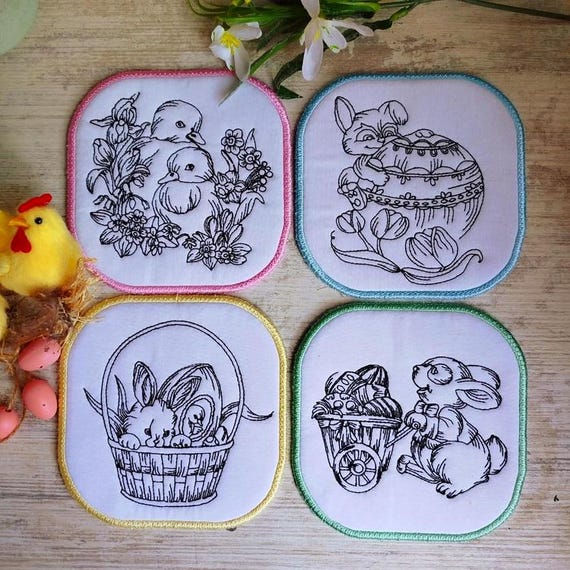 ITH Easter coasters to color Machine embroidery designs - Instant download files