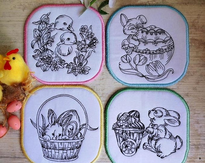ITH Easter coasters to color Machine embroidery designs - Instant download files