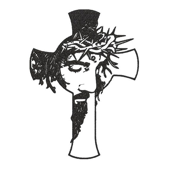 Jesus Cross machine embroidery Large design - instant download