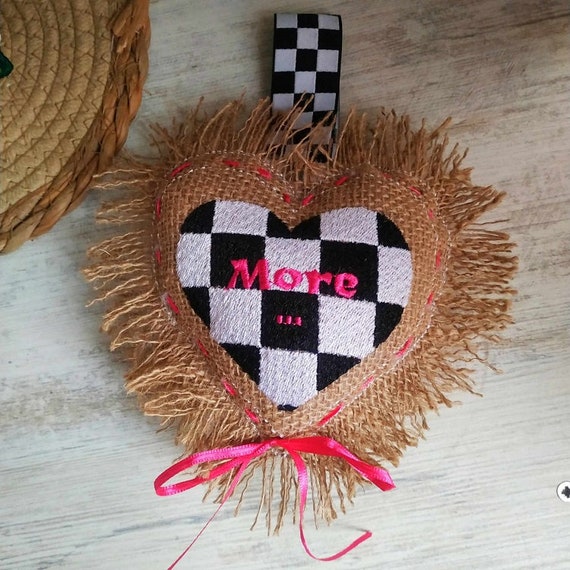 ITH burlap More heart Machine embroidery design - Instant download file