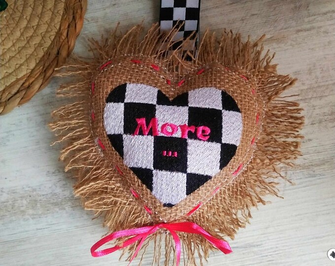ITH burlap More heart Machine embroidery design - Instant download file