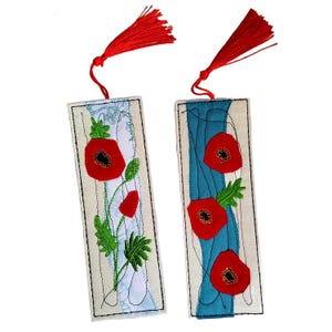 ITH Poppy applique bookmarks - Machine embroidery designs - Instant download files