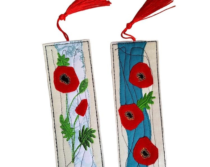 ITH Poppy applique bookmarks - Machine embroidery designs - Instant download files